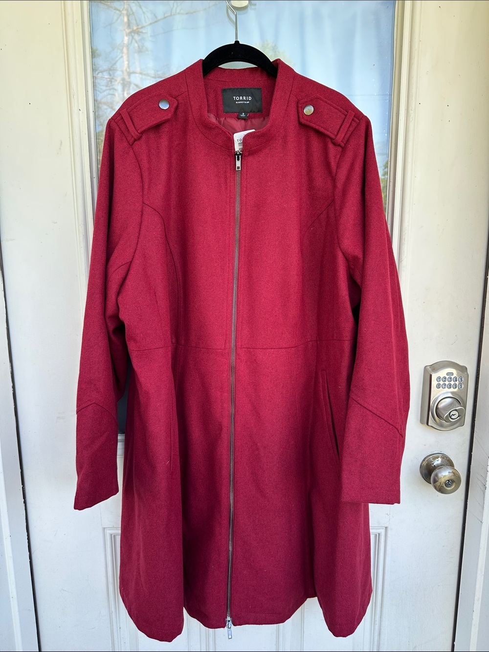 NWT Torrid Deep Red Long Coat with Zip Front (size 3X)
